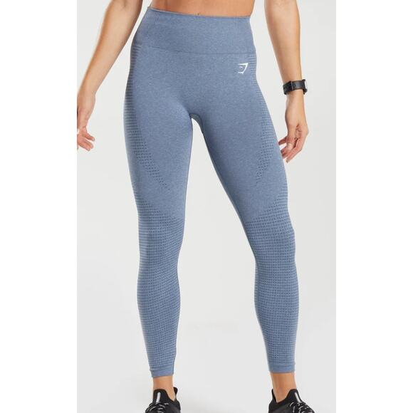 NWT GYMSHARK VITAL SEAMLESS 2.0 LEGGINGS Evening Blue Marl SIZE XS - Picture 1 of 9